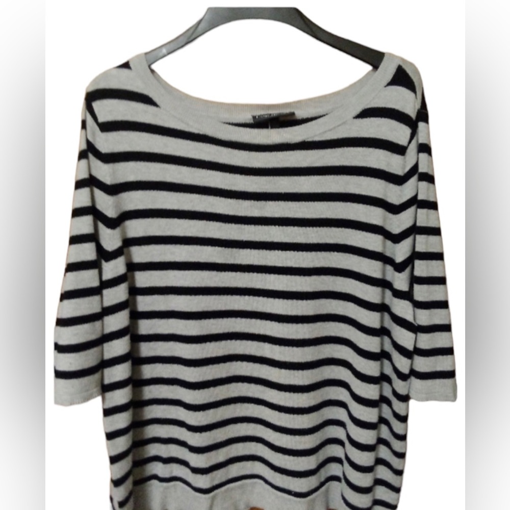 Lane Bryant PETITE 3/4 sleeve striped sweater.